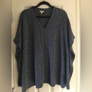 Talbots L/XL Popover Poncho Heather Navy
